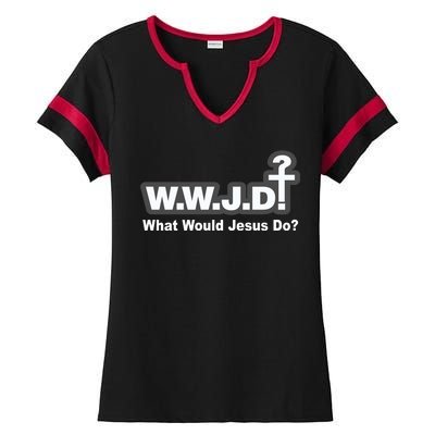 What Would Jesus Do WWJD? Ladies Halftime Notch Neck Tee