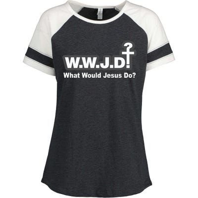 What Would Jesus Do WWJD? Enza Ladies Jersey Colorblock Tee