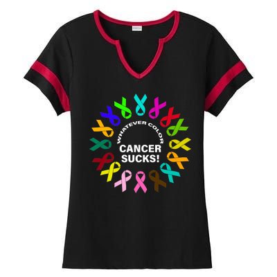 Whatever Color Cancer Sucks! Ladies Halftime Notch Neck Tee