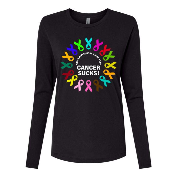 Whatever Color Cancer Sucks! Womens Cotton Relaxed Long Sleeve T-Shirt