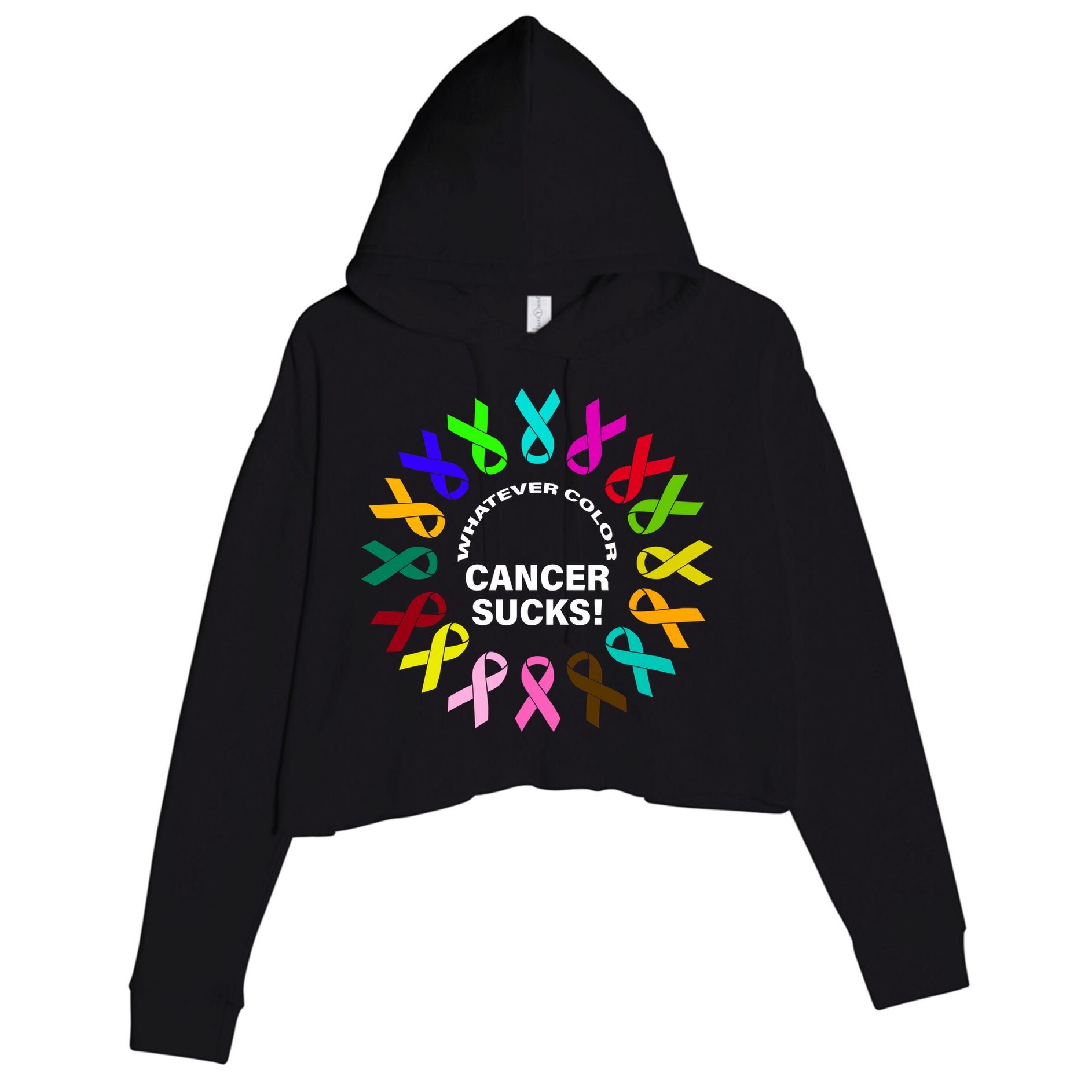 Whatever Color Cancer Sucks! Crop Fleece Hoodie