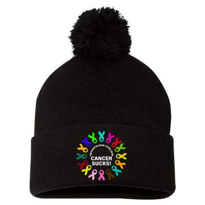 Whatever Color Cancer Sucks! Pom Pom 12in Knit Beanie