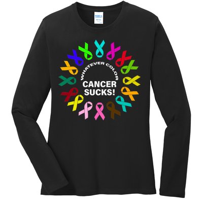 Whatever Color Cancer Sucks! Ladies Long Sleeve Shirt