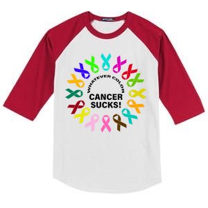 Whatever Color Cancer Sucks! Kids Colorblock Raglan Jersey