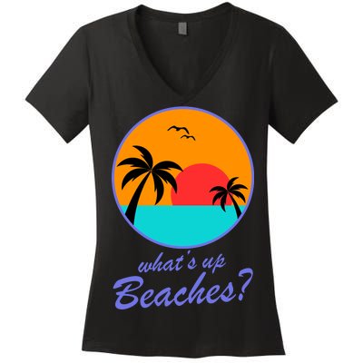 What's Up Beaches? Women's V-Neck T-Shirt