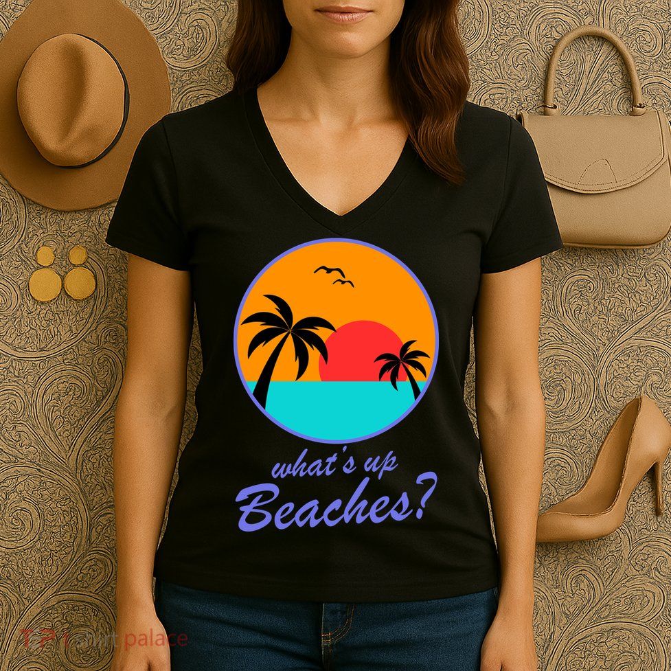 What's Up Beaches? Women's V-Neck T-Shirt