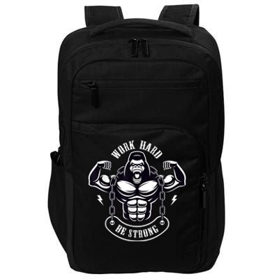 Work Hard be Strong Gorilla Silverback Monkey Ape Gift Impact Tech Backpack