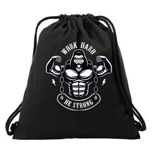 Work Hard be Strong Gorilla Silverback Monkey Ape Gift Drawstring Bag