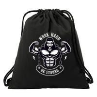 Work Hard be Strong Gorilla Silverback Monkey Ape Gift Drawstring Bag