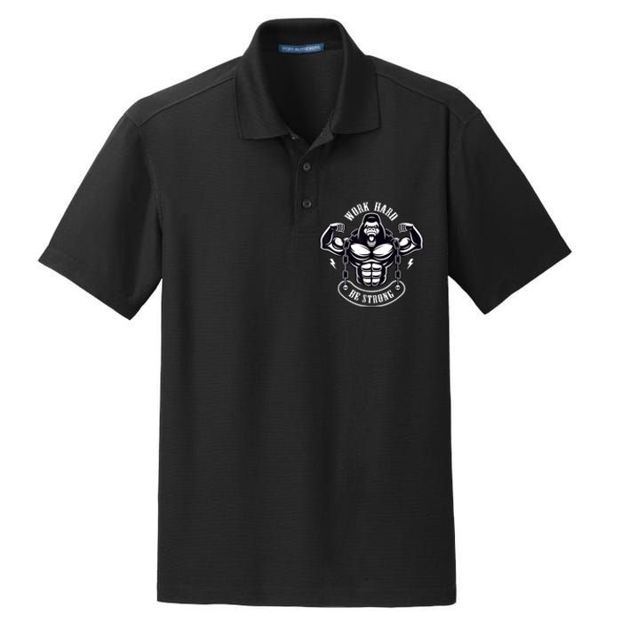 Work Hard be Strong Gorilla Silverback Monkey Ape Gift Dry Zone Grid Polo