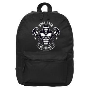 Work Hard be Strong Gorilla Silverback Monkey Ape Gift 16 in Basic Backpack