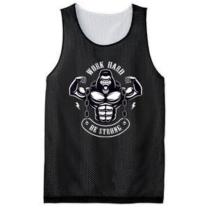 Work Hard be Strong Gorilla Silverback Monkey Ape Gift Mesh Reversible Basketball Jersey Tank