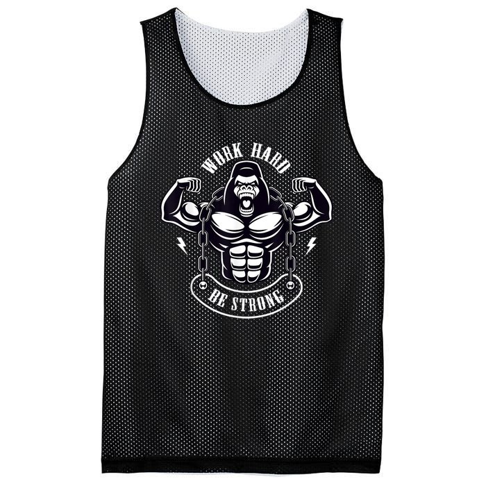 Work Hard be Strong Gorilla Silverback Monkey Ape Gift Mesh Reversible Basketball Jersey Tank