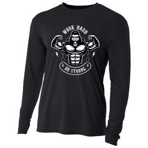 Work Hard be Strong Gorilla Silverback Monkey Ape Gift Cooling Performance Long Sleeve Crew