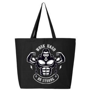 Work Hard be Strong Gorilla Silverback Monkey Ape Gift 25L Jumbo Tote