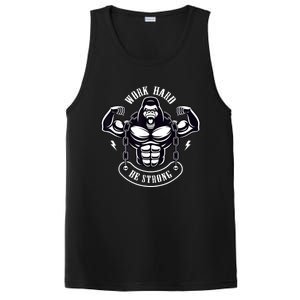 Work Hard be Strong Gorilla Silverback Monkey Ape Gift PosiCharge Competitor Tank