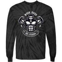 Work Hard be Strong Gorilla Silverback Monkey Ape Gift Tie-Dye Long Sleeve Shirt