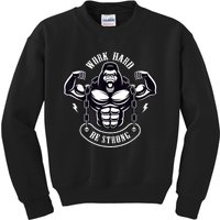 Work Hard be Strong Gorilla Silverback Monkey Ape Gift Kids Sweatshirt