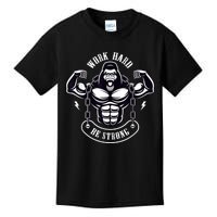 Work Hard be Strong Gorilla Silverback Monkey Ape Gift Kids T-Shirt