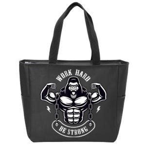 Work Hard be Strong Gorilla Silverback Monkey Ape Gift Zip Tote Bag