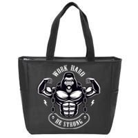 Work Hard be Strong Gorilla Silverback Monkey Ape Gift Zip Tote Bag