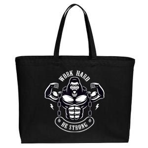 Work Hard be Strong Gorilla Silverback Monkey Ape Gift Cotton Canvas Jumbo Tote