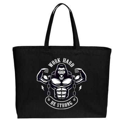 Work Hard be Strong Gorilla Silverback Monkey Ape Gift Cotton Canvas Jumbo Tote