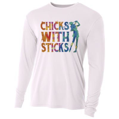 Watercolor Heart Beat Chicks With Sticks Cooling Performance Long Sleeve Crew