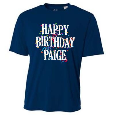 Wo Happy Birthday Paige First Name Girl Colorful Bday V-Neck Cooling Performance Crew T-Shirt