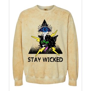 Wicked Halloween Black Cat Green All Seeing Eye Gift Colorblast Crewneck Sweatshirt