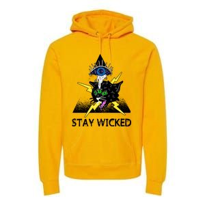 Wicked Halloween Black Cat Green All Seeing Eye Gift Premium Hoodie