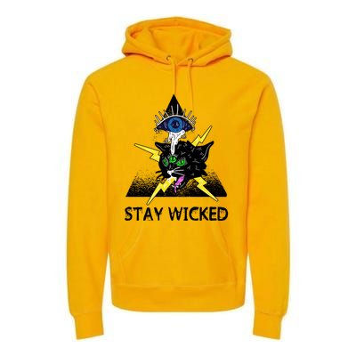 Wicked Halloween Black Cat Green All Seeing Eye Gift Premium Hoodie