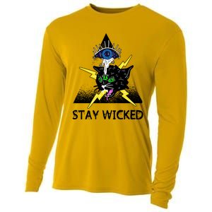 Wicked Halloween Black Cat Green All Seeing Eye Gift Cooling Performance Long Sleeve Crew