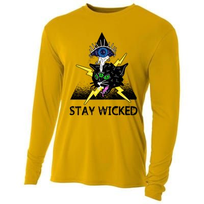 Wicked Halloween Black Cat Green All Seeing Eye Gift Cooling Performance Long Sleeve Crew