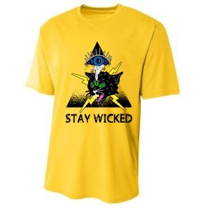 Wicked Halloween Black Cat Green All Seeing Eye Gift Performance Sprint T-Shirt