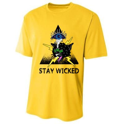 Wicked Halloween Black Cat Green All Seeing Eye Gift Performance Sprint T-Shirt