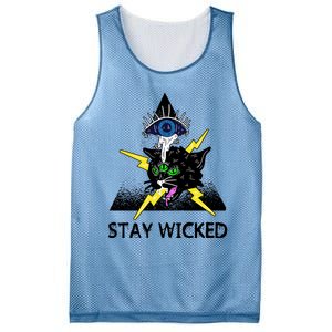 Wicked Halloween Black Cat Green All Seeing Eye Gift Mesh Reversible Basketball Jersey Tank