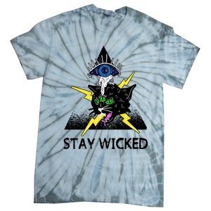 Wicked Halloween Black Cat Green All Seeing Eye Gift Tie-Dye T-Shirt