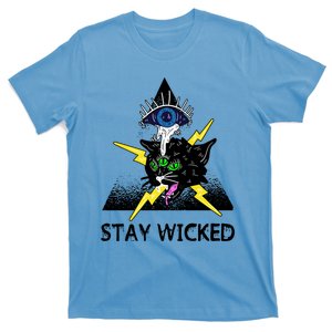 Wicked Halloween Black Cat Green All Seeing Eye Gift T-Shirt