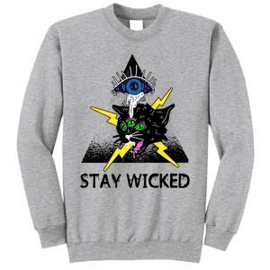 Wicked Halloween Black Cat Green All Seeing Eye Gift Tall Sweatshirt