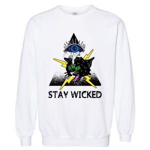 Wicked Halloween Black Cat Green All Seeing Eye Gift Garment-Dyed Sweatshirt