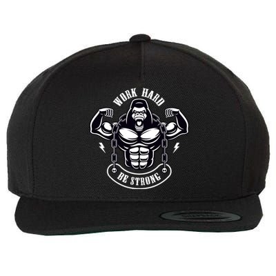 Work Hard Be Strong Gorilla Silverback Monkey Ape Gift Wool Snapback Cap