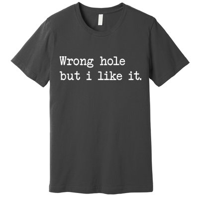 Wrong Hole But I Like It Funny Sayings Adult Humor Premium T-Shirt