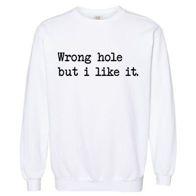 Wrong Hole But I Like It Funny Sayings Adult Humor Garment-Dyed Sweatshirt