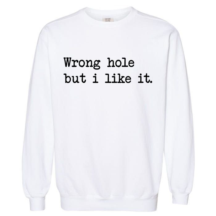 Wrong Hole But I Like It Funny Sayings Adult Humor Garment-Dyed Sweatshirt