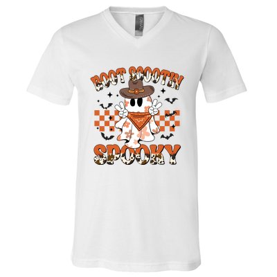 Western Halloween Boot Scoot Spooky Ghost Ghoul V-Neck T-Shirt