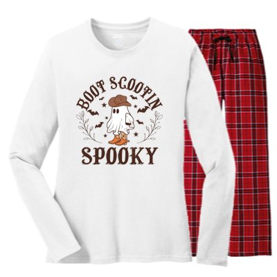 Western Halloween Boot Scoot Spooky Women's Long Sleeve Flannel Pajama Set 