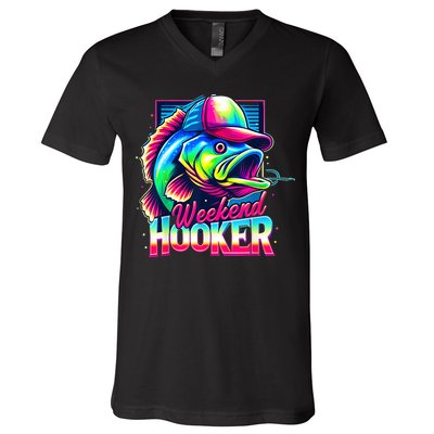 Weekend Hooker Colorful Fishing V-Neck T-Shirt