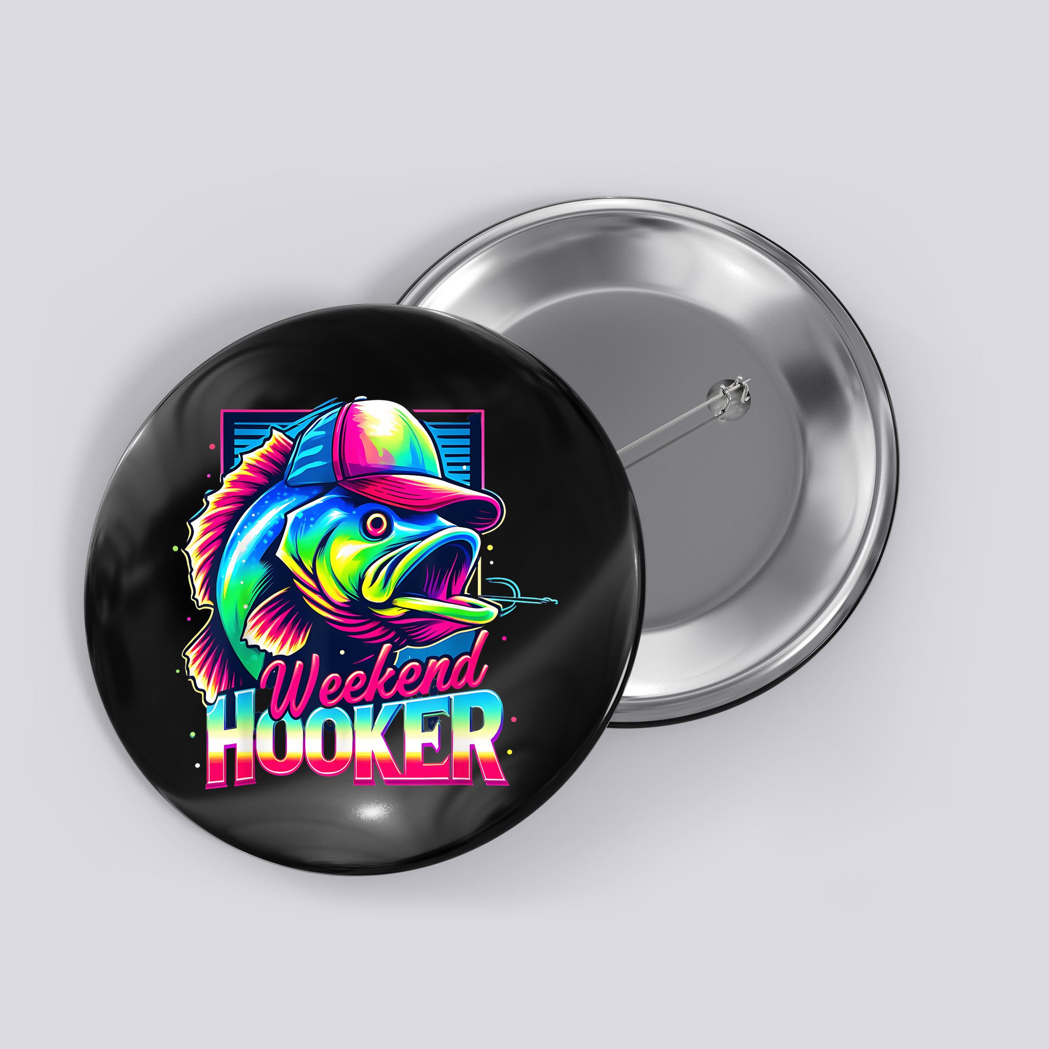 Weekend Hooker Colorful Fishing Button