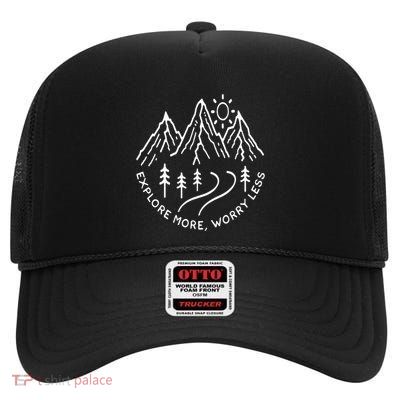 Wildlife Hiking Camping Mountain Travel Adventure Road Trip High Crown Mesh Back Trucker Hat